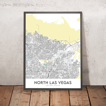 Mappa moderna della città di North Las Vegas, NV: Aliante, Eldorado, I-15, I-215, Las Vegas Blvd 