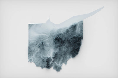 Mapa topográfico en relieve 3D de Ohio 