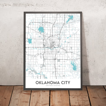 Modern City Map of Oklahoma City, OK: Downtown, Bricktown, Paseo, Midtown, Capitol