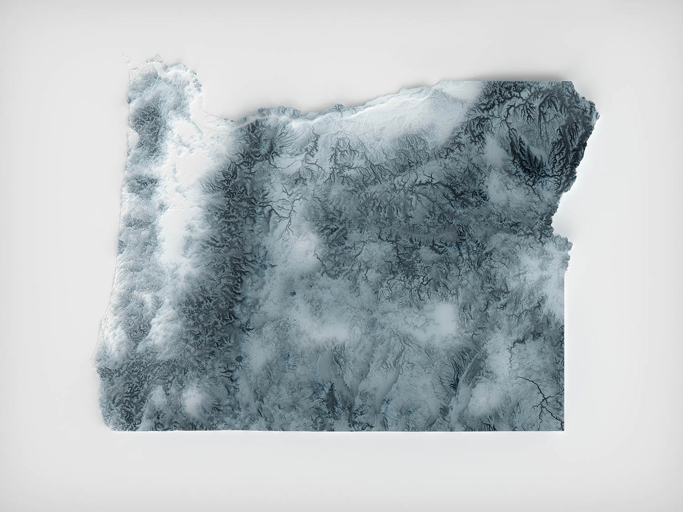 Carte topographique 3D en relief de l'Oregon 