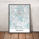 Modern City Map of Orlando, FL: College Park, Lake Eola Park, Leu Gardens, I-4, SR 408