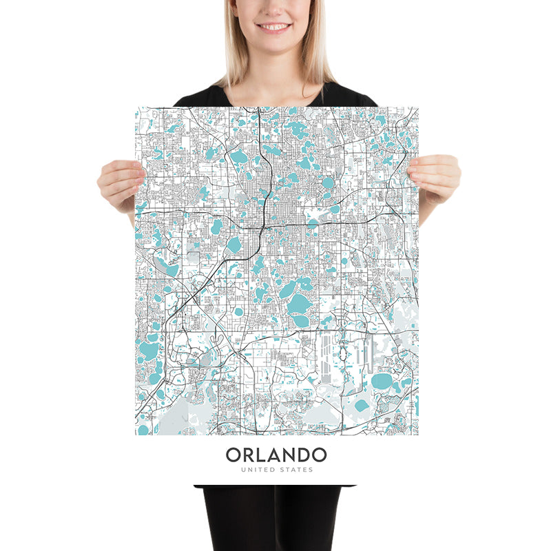 Plan de la ville moderne d'Orlando, Floride : College Park, Lake Eola Park, Leu Gardens, I-4, SR 408