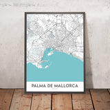 Modern City Map of Palma de Mallorca, Spain: Old Town, Santa Catalina, Paseo Maritimo