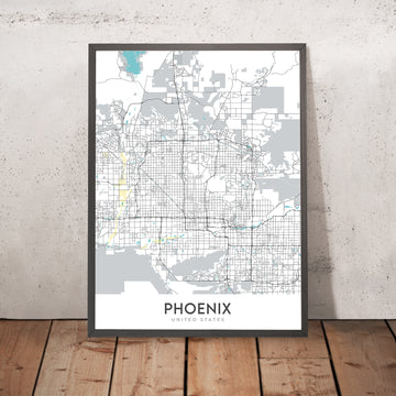 Moderne Stadtkarte von Phoenix, AZ: Arcadia, Biltmore, ASU, I-10, Loop 101 