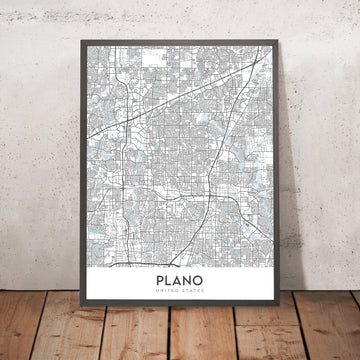 Modern City Map of Plano, TX: Downtown, Legacy West, Arbor Hills, Preston Rd, Dallas N Tollway
