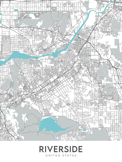 Moderner Stadtplan von Riverside, CA: Arlington, Downtown, La Sierra, Riverside Art Museum, University of California