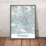 Mappa della città moderna di Rotterdam, Paesi Bassi: Ponte Erasmus, Euromast, De Kuip, Kunsthal, Museo Boijmans Van Beuningen 