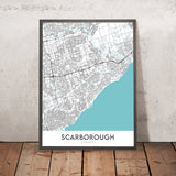 Mapa moderno de la ciudad de Scarborough, Canadá: Bluffs, zoológico, centro de la ciudad
