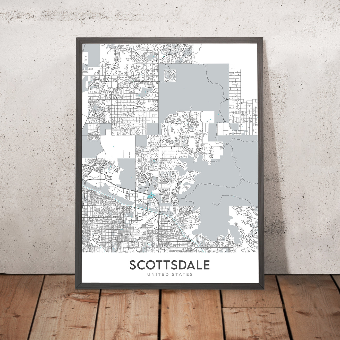 Moderner Stadtplan von Scottsdale, AZ: Innenstadt, Altstadt, Scottsdale Stadium, Scottsdale Fashion Square, Loop 101