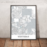 Mapa moderno de la ciudad de Scottsdale, AZ: centro, casco antiguo, estadio de Scottsdale, Scottsdale Fashion Square, Loop 101
