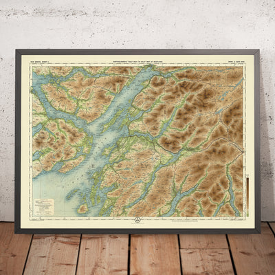 Ancienne carte OS d'Oban et du Loch Awe, Argyllshire par Bartholomew, 1901 : Oban, Loch Awe, Ben Cruachan, Glen Coe, île de Mull, Loch Lomond