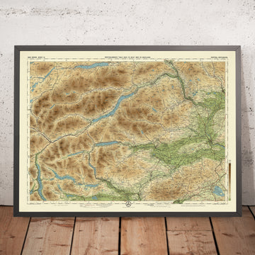 Old OS Map of Central Perthshire, Scotland by Bartholomew, 1901: Perth, Loch Tay, Ben Lawers, River Tay, Schiehallion, Crieff