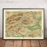 Ancienne carte OS du centre du Perthshire, Écosse par Bartholomew, 1901 : Perth, Loch Tay, Ben Lawers, River Tay, Schiehallion, Crieff