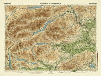 Antiguo mapa OS del centro de Perthshire, Escocia por Bartholomew, 1901: Perth, Loch Tay, Ben Lawers, River Tay, Schiehallion, Crieff