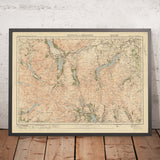 Ancienne carte de l'Ordnance Survey, feuille 12 - Keswick & Ambleside, 1925 : Buttermere, Lac Windermere, Derwent Water, Ullswater, Lake District