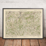 Mapa de Old Ordnance Survey, hoja 124 - Guildford & Horsham, 1925: Aldershot, Farnham, Reigate, Godalming, Surrey Hills AONB