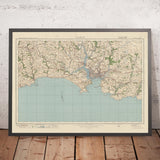 Ancienne carte de l'Ordnance Survey, feuille 144 - Plymouth, 1919-1926 : Saltash, Liskeard, Torpoint et Callington, avec le parc national de Dartmoor, la rivière Tamar et le pont Royal Albert.
