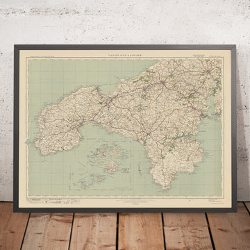 Old Ordnance Survey Map - Sheet 146 Lands End & Lizard, 1919-1926: Truro, Falmouth, St Ives, Penzance, Helston, St Michael&