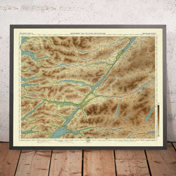 Mappa OS antica del distretto di Fort William, Inverness-shire di Bartholomew, 1901: Ben Nevis, Loch Ness, Glen Nevis, Canale Caledoniano, Loch Lochy 