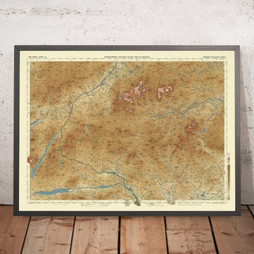 Vecchia mappa OS di Braemar e Blair Atholl di Bartholomew, 1901: Cairngorms, Ben Macdui, fiume Dee, Loch Tummel, Castello di Balmoral 