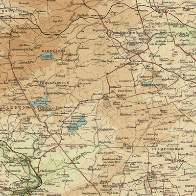Ancienne carte OS de Northumberland - Sud par Bartholomew, 1901 : Newcastle, Sunderland, Tyne, Cheviot Hills, Mur d'Hadrien, Mer du Nord