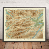 Antiguo mapa OS de Central Ross y Cromarty, Escocia por Bartholomew, 1901: Dingwall, Ullapool, Loch Maree, Ben Wyvis, río Conon, montañas Fannich