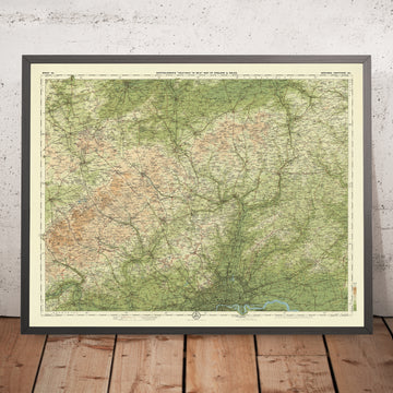 Mappa antica della contea di Bedfordshire e Hertfordshire di Bartholomew, 1901: Luton, Chiltern Hills, Londra, Hemel Hempstead, St Albans 