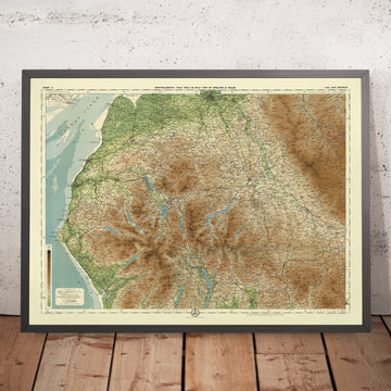 Antiguo mapa OS del Distrito de los Lagos por Bartholomew, 1901: Windermere, Scafell Pike, Lancaster, Carlisle, Ullswater, Kendal