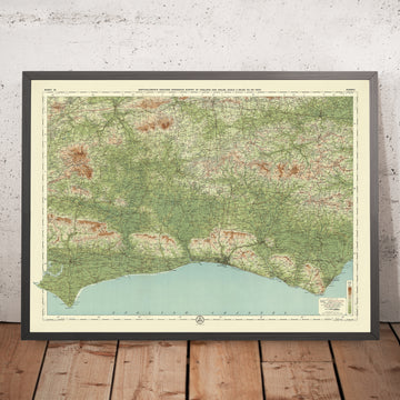 Ancienne carte OS du Sussex par Bartholomew, 1901 : Brighton, Hastings, South Downs, château d&
