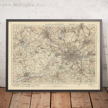 Old Ordnance Survey Map, Sheet 36 - Bolton & Manchester, 1925: Warrington, Wigan, Oldham, Rochdale, Bury