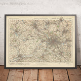 Carte Old Ordnance Survey, feuille 36 - Bolton et Manchester, 1925 : Warrington, Wigan, Oldham, Rochdale, Bury