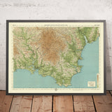 Antiguo mapa OS del sur de Devon por Bartholomew, 1901: Exeter, Torquay, Dartmoor, Estuario de Exe, Punto de inicio, Torbay