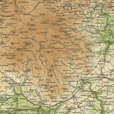 Antiguo mapa OS del sur de Devon por Bartholomew, 1901: Exeter, Torquay, Dartmoor, Estuario de Exe, Punto de inicio, Torbay