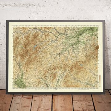 Ancienne carte OS de Dumfriesshire et Roxburghshire par Bartholomew, 1901 : Dumfries, Hawick, rivière Clyde, Tweed, frontière écossaise 