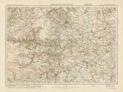 Carte de l'Old Ordnance Survey, feuille 51 - Wrexham & Oswestry, 1925 : LLangolen, Wem, Ellesmere, Malpas