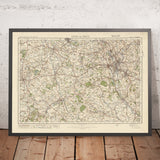 Carte Old Ordnance Survey, feuille 52 - Stoke on Trent, 1925 : Newcastle-under-Lyme, Crewe, Nantwich, Whitchurch, Market Drayton