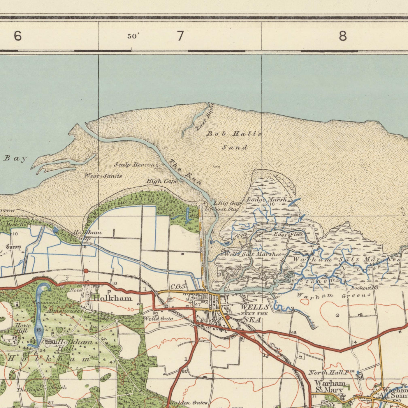 Old Ordnance Survey Map, Sheet 57 - Fakenham, 1925: Holt, Burnham Market, Little Walsingham, Briston, Norfolk Coast AONB