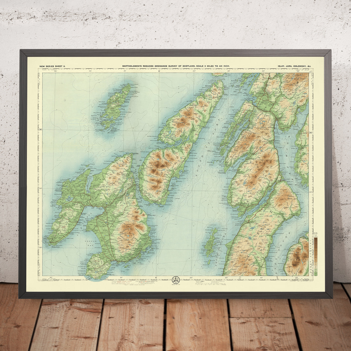 Old OS Map of Islay, Jura & Colonsay by Bartholomew, 1901: Bowmore, Paps of Jura, Argyll, Sound of Islay, Loch Indaal, Gruinart & Finlaggan
