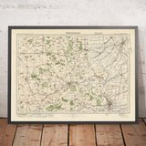 Mapa de Old Ordnance Survey, hoja 64 - Peterborough, 1925: Stamford, Oakley, Bourne, Spalding, Burghley House