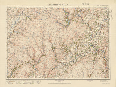 Alte Ordnance Survey-Karte, Blatt 79 – Llandrindod Wells, 1925: Builth Wells, Rhayader, Llanwrtyd Wells, Tregaron, Elan Valley