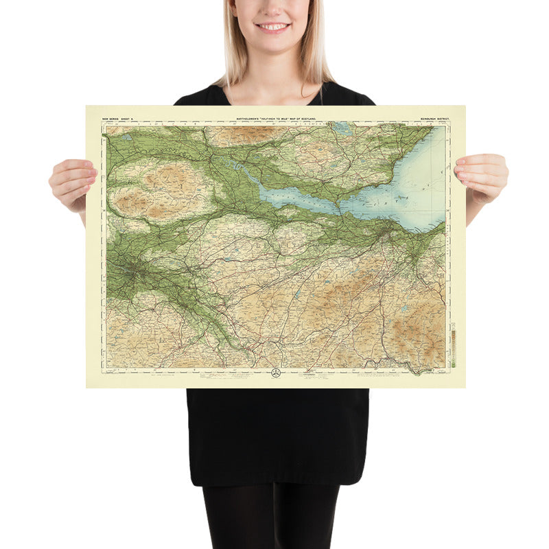 Mappa OS antica di Edimburgo, Midlothian di Bartholomew, 1901: Colline di Pentland, Arthur&