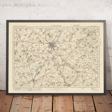 Carte Old Ordnance Survey, feuille 85 - Cambridge, 1925 : Royston, Saffron Walden, Newmarket, Haverhill, Cambourne