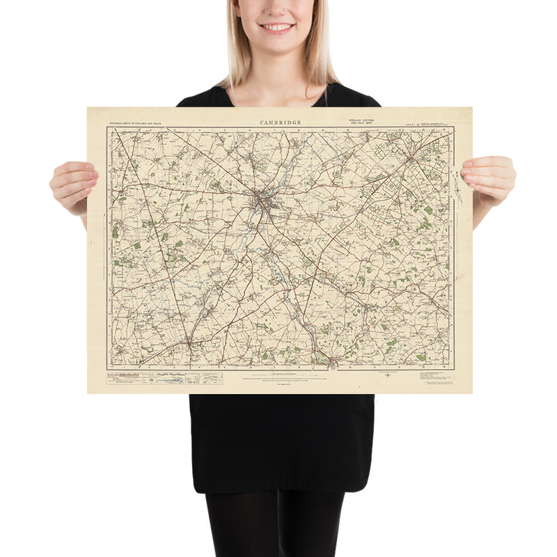 Alte Ordnance Survey Karte, Blatt 85 - Cambridge, 1925: Royston, Saffron Walden, Newmarket, Haverhill, Cambourne 