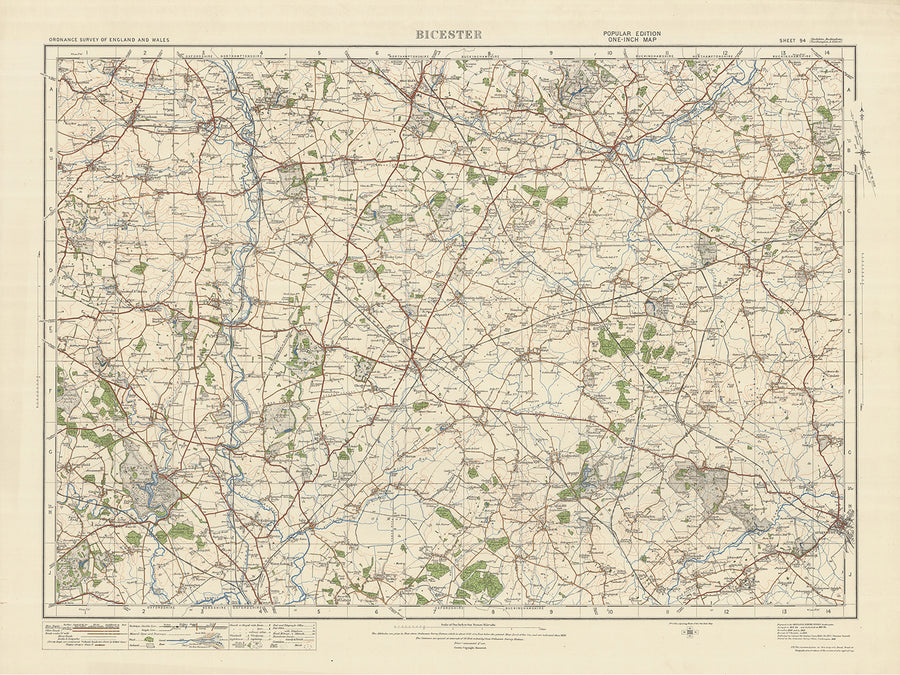 Old Ordnance Survey Map, Sheet 94 - Bicester, 1925: Buckingham, Brackley, Aylesbury, Kidlington, Woodstock