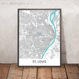 Plan de la ville moderne de Saint-Louis, Missouri : Gateway Arch, Busch Stadium, Forest Park, Soulard, Central West End