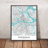 Moderne Stadtkarte von Stockholm, Schweden: Gamla Stan, Stockholmer Palast, Djurgården, E4, E18 