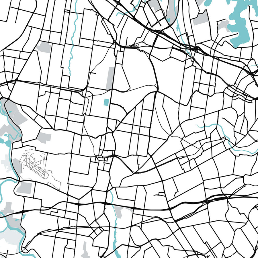 Mappa della città moderna di Sydney, Australia: CBD, Opera House, Harbour Bridge, Bondi Beach, The Rocks 