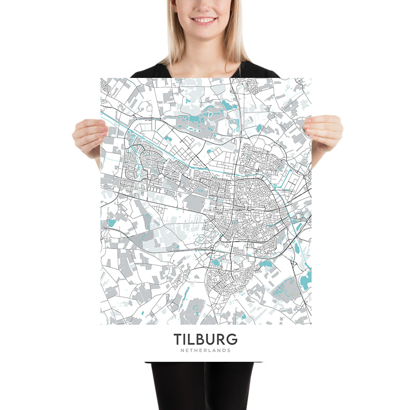 Plan de la ville moderne de Tilburg, Pays-Bas : Université de Tilburg, Musée De Pont, Natuurmuseum Brabant, TextielMuseum, Paleis-Raadhuis