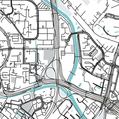 Plan de la ville moderne de Toa Payoh, Singapour : HDB Hub, Toa Payoh Library, Town Park, Lorong 1, CHIJ Primary
