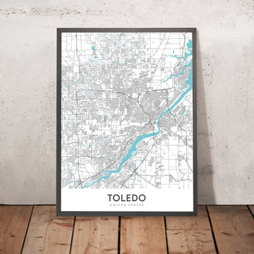 Mappa moderna della città di Toledo, OH: centro città, Museo d&
